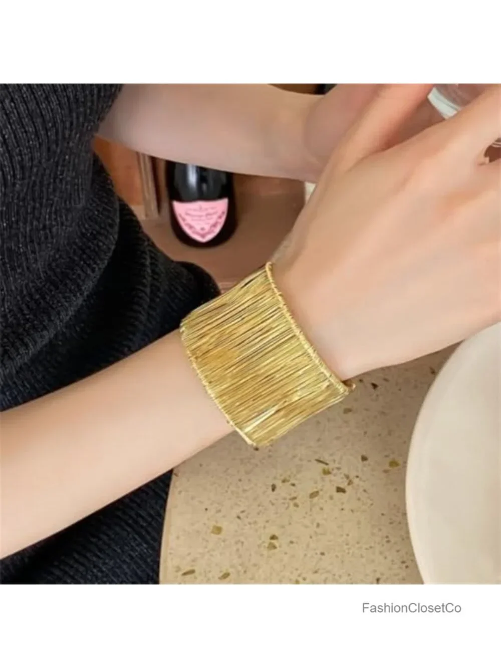 14K Gold Plated Open Cuff Bracelet, Chunky Minimalist Geometric Cuff,